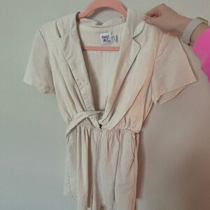 Cream Short Sleeve Romper